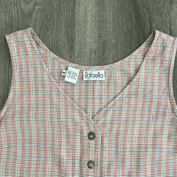 Pink Plaid Button Front Tank Top - Picture 4 of 7
